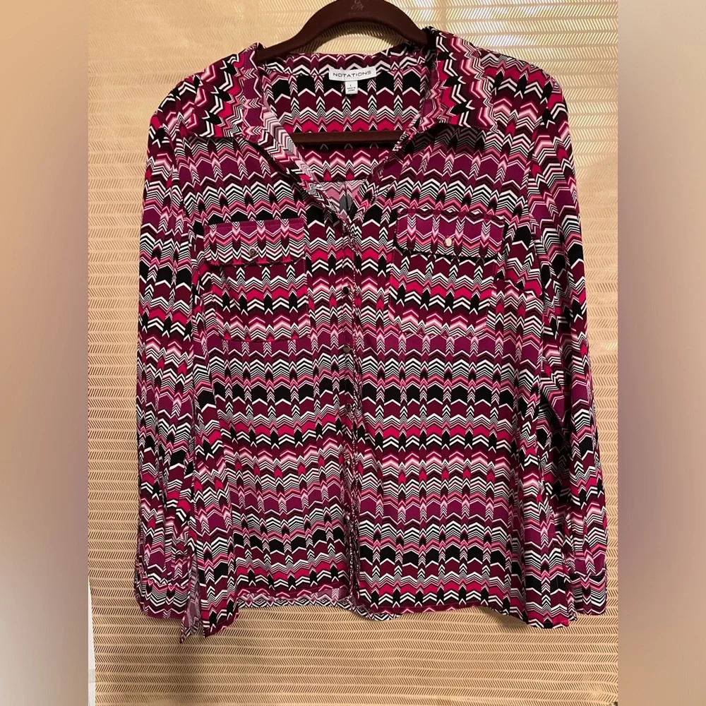 NOTATIONS~ GEO BLOUSE~LG